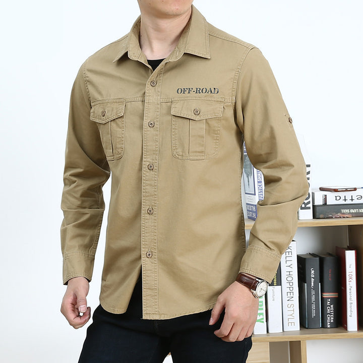 Men's Cotton Utility Shirt with Flap Pockets and Casual Fit Mune Fashion
