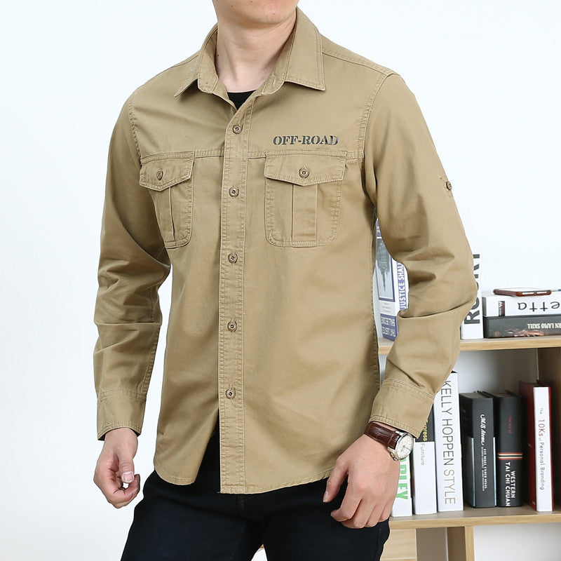 Men's shirt jacket in utility style with chest flap pockets and off-road embroidery Mune Fashion