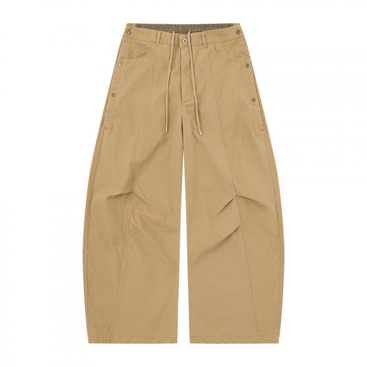 Unisex Wide Balloon Pants with Elastic Waistband, Drawstring, and Distinctive Seam Panels Mune Fashion