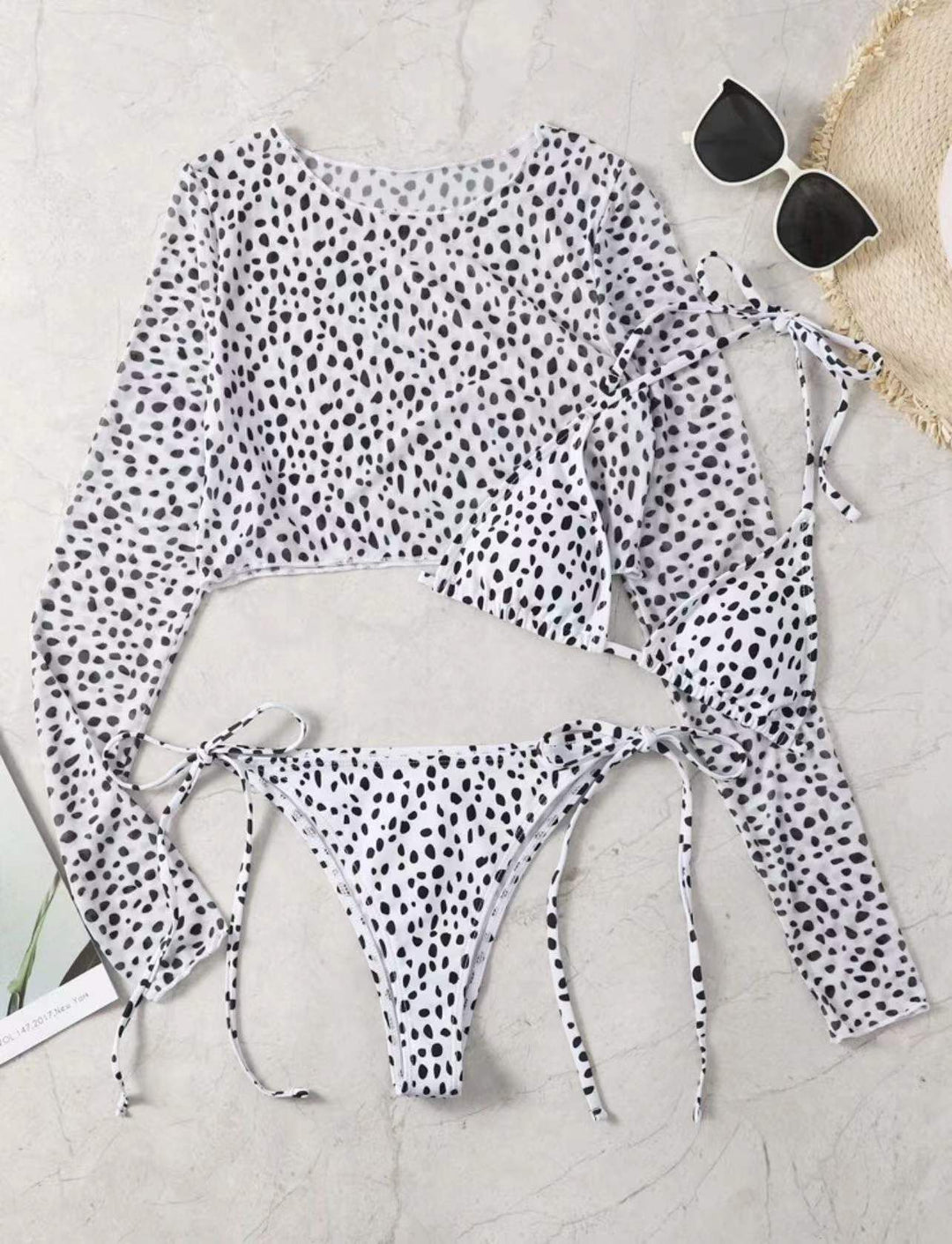 Women's bikini set with transparent long sleeve blouse Mune Fashion