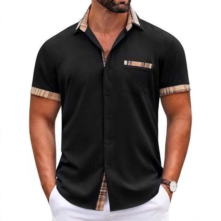 Men's Short-Sleeve Shirt with Classic Check Pattern and Modern Cut Mune
