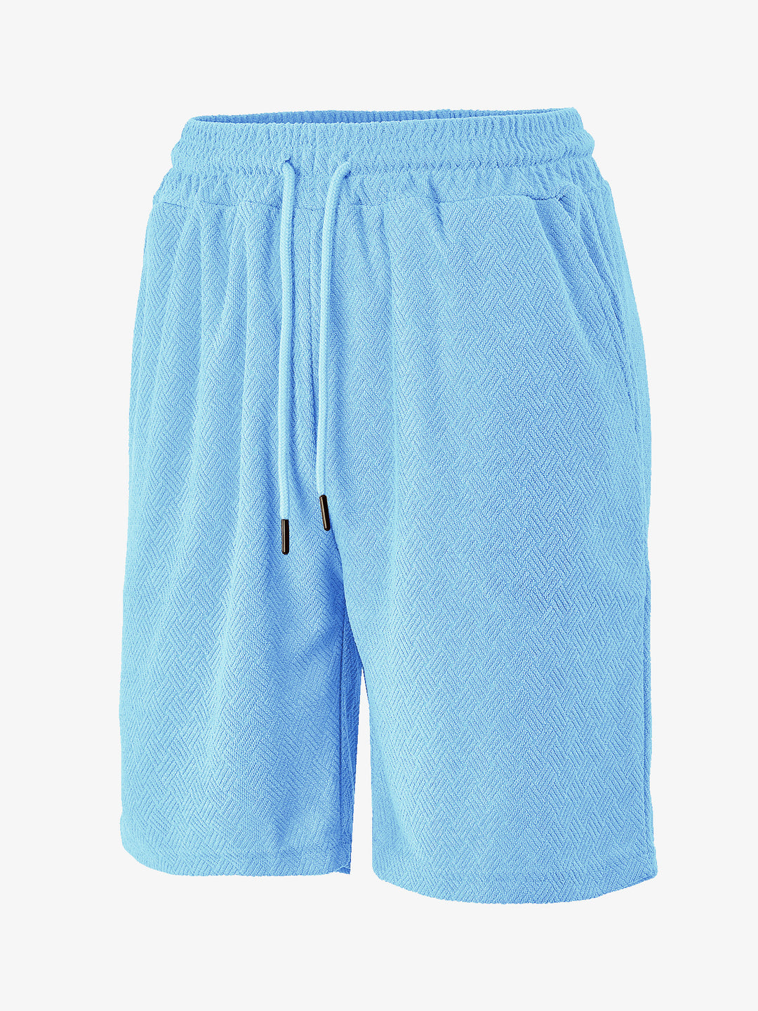 Men's terry shorts with herringbone texture, elastic drawstring waistband, and side pockets Mune Fashion