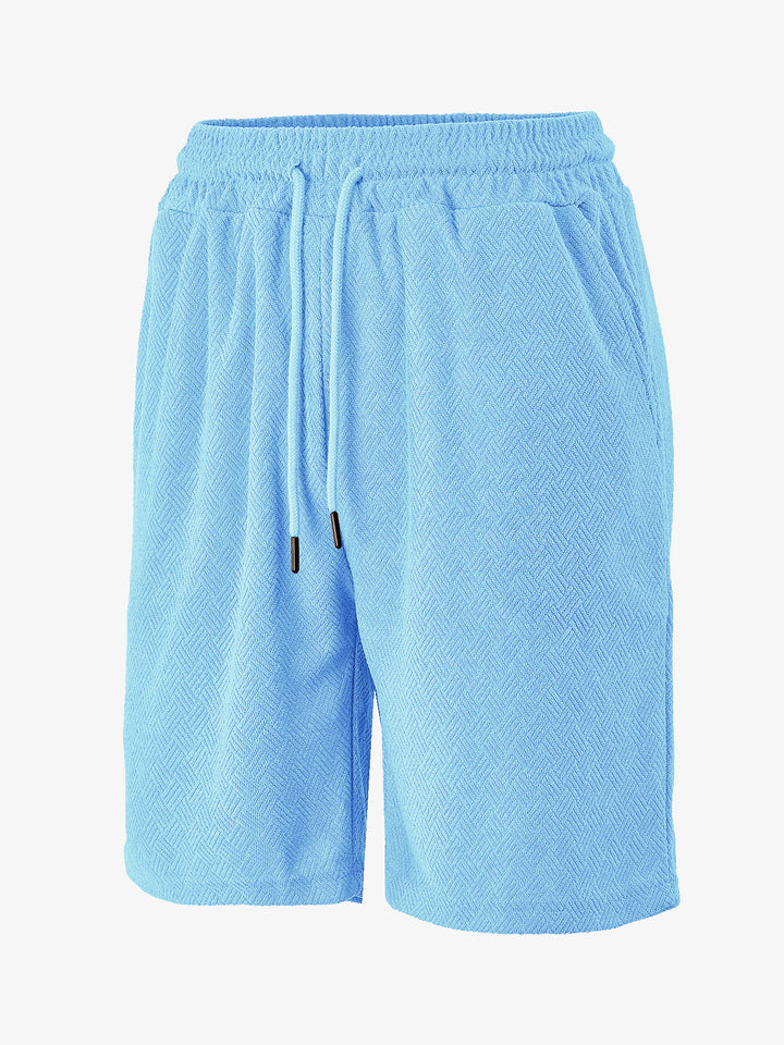 Men's terry shorts with herringbone texture, elastic drawstring waistband, and side pockets Mune Fashion