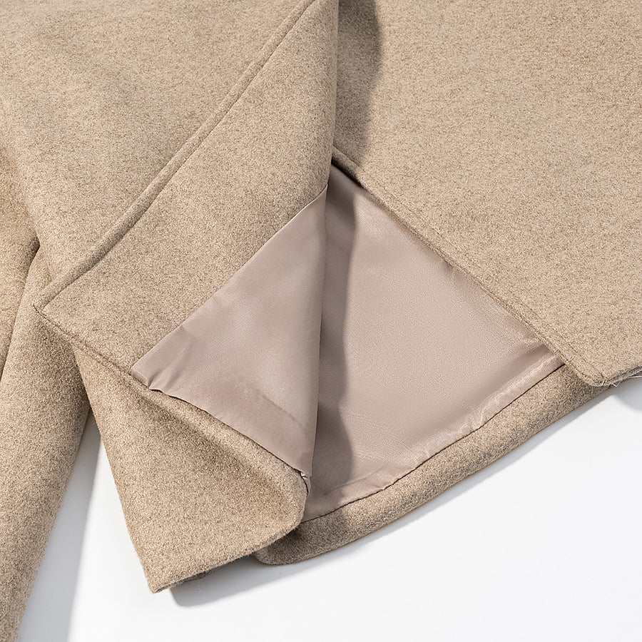 Women Short-Cut Wool Boxy Jacket with Asymmetrical Button Placket Mune Fashion