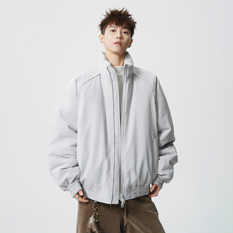 Men's Oversized Windbreaker with Stand Collar and Elastic Cuffs Mune Fashion