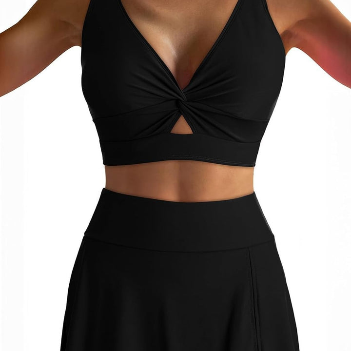 Ladies sporty bikini set with fashionable wrap top and elastic shorts Mune Fashion
