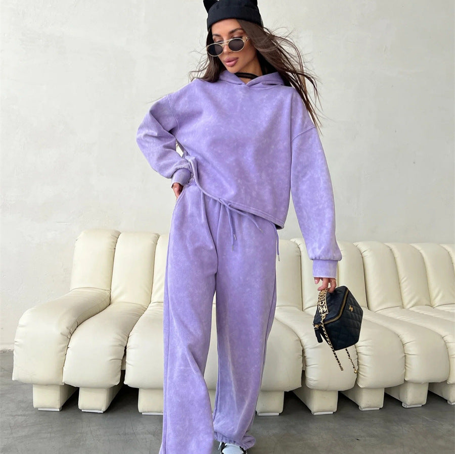 Women's cropped hoodie and high-waisted jogging pants set Mune Fashion
