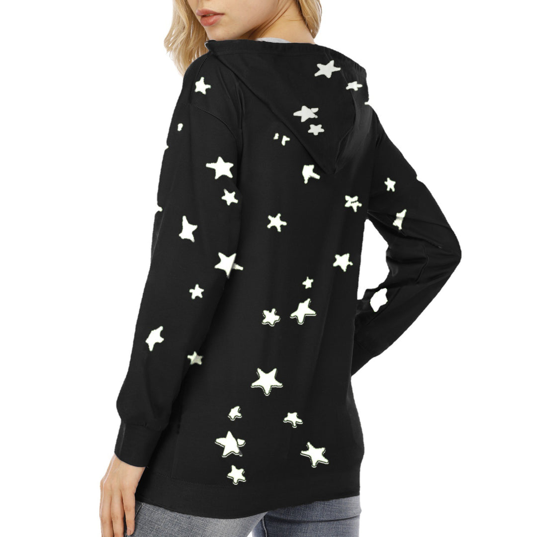 Women's Oversize Hoodie made of soft cotton blend with star print Mune Fashion