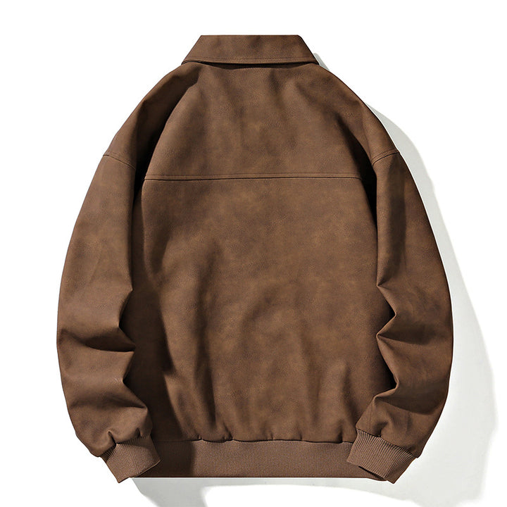 Men's Oversize Bomber Jacket in Suede Look with Zipper and Ribbed Cuffs Mune Fashion