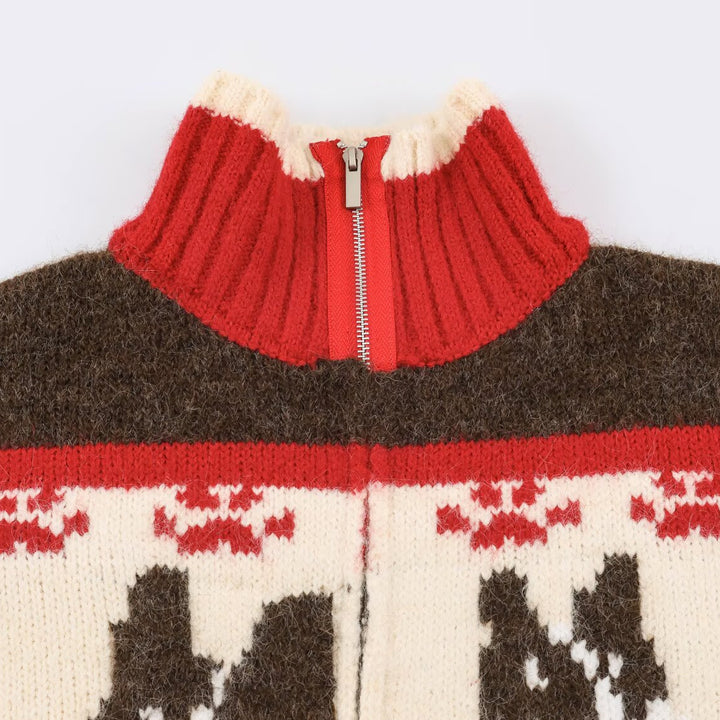 Women's Knit Two-Piece with Zipper Jacket and Flared Wool Blend Skirt Mune Fashion