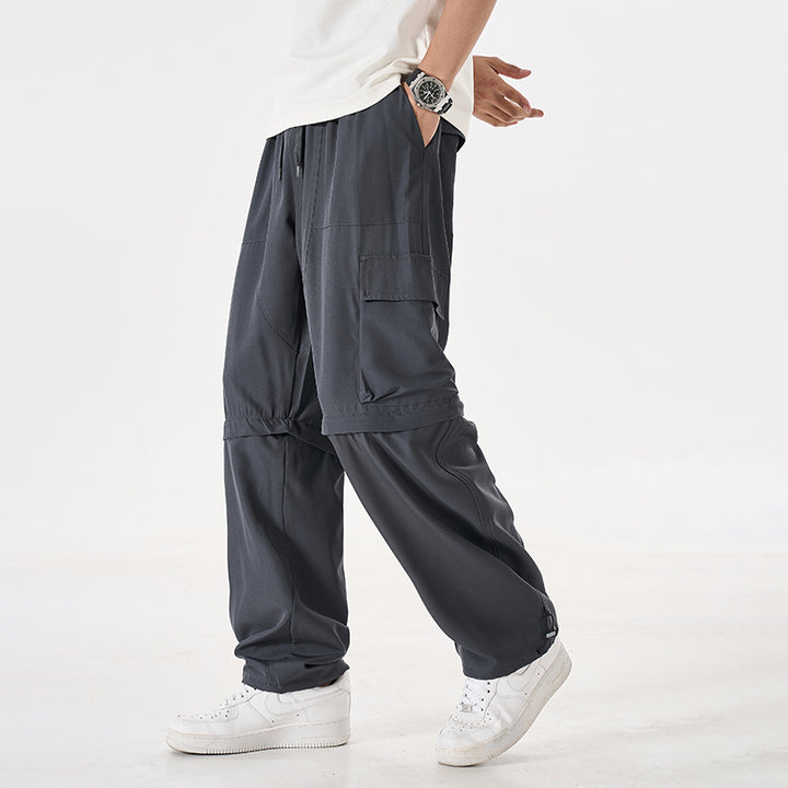 Men's convertible cargo zip pants with removable thighs, oversized flap pockets, and elastic drawstring waistband Mune Fashion