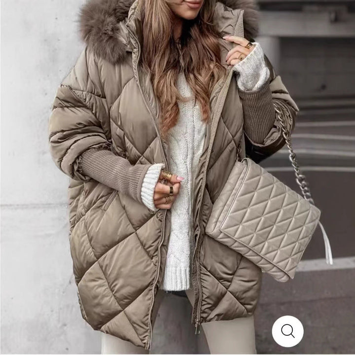 Women Quilted Winter Parka with Removable Hood Mune