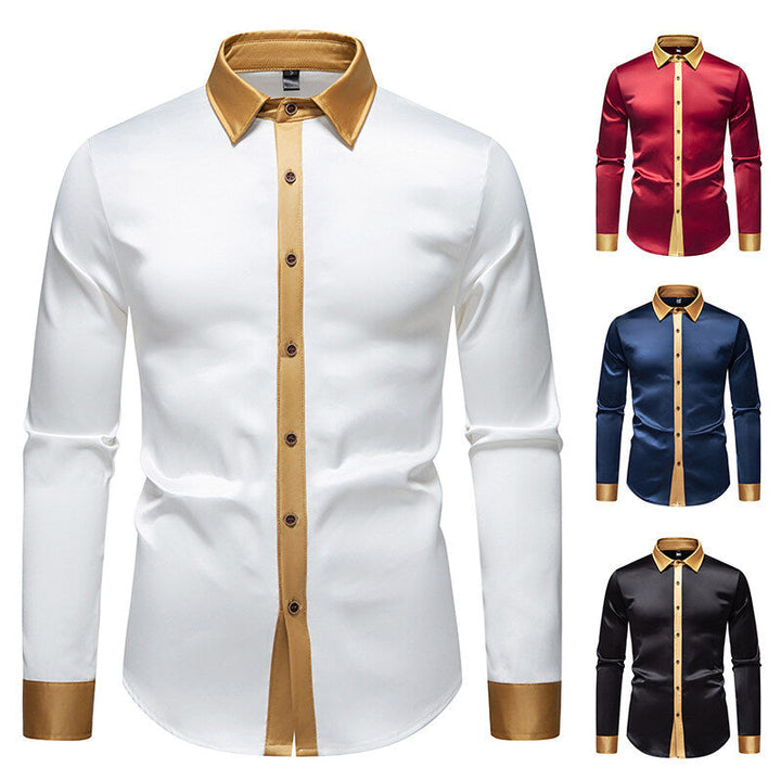 Men's Long-Sleeve Shirt with Modern Satin Details Mune