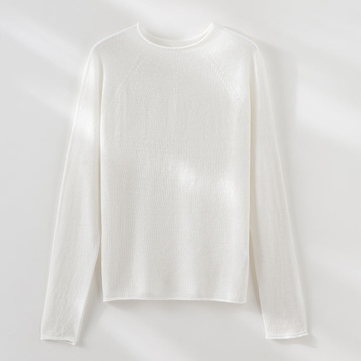 Women's Light Structured Knit Pullover with Round Neckline and Casual Boxy Silhouette Mune Fashion