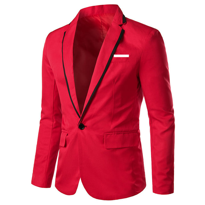 Men's fitted single-button evening blazer with contrast piping on the lapel Mune Fashion