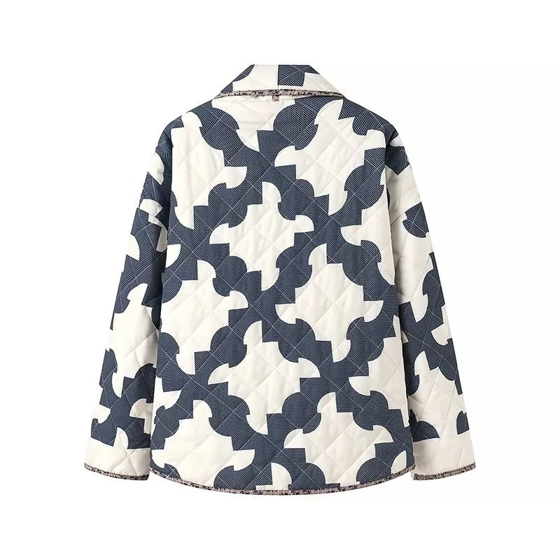 Women's Quilted Oversize Jacket with Patchwork Pattern and Wide Kimono Sleeves Mune Fashion
