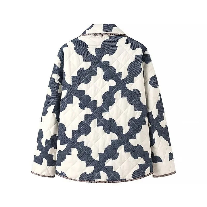 Women's Quilted Oversize Jacket with Patchwork Pattern and Wide Kimono Sleeves Mune Fashion