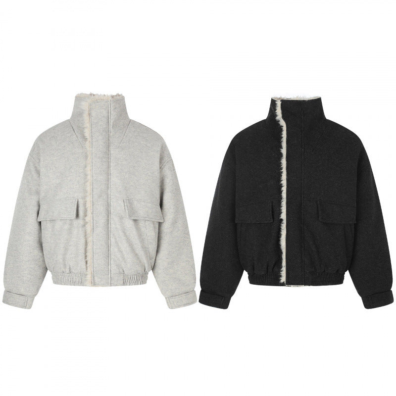 Ladies Short Wool Blend Flight Style Blouson with Teddy Lining and Patch Pockets Mune Fashion