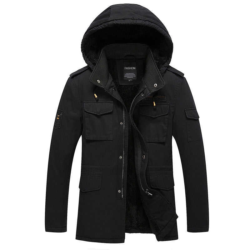 Men's utility parka with warming teddy fleece lining, hood, and multifunction pockets Mune Fashion