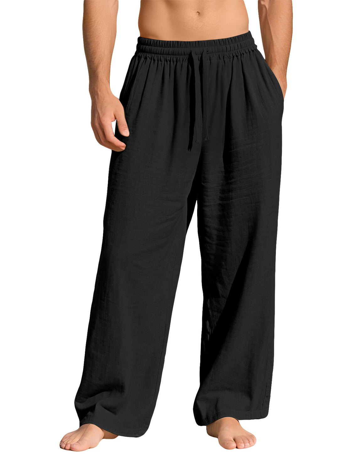 Men's lightweight linen lounge pants with elastic waistband and side pockets Mune Fashion