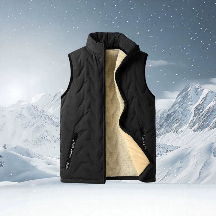 Men's three-piece thermo fleece-lined leisure and outdoor set with quilted jacket vest and joggers Mune Fashion