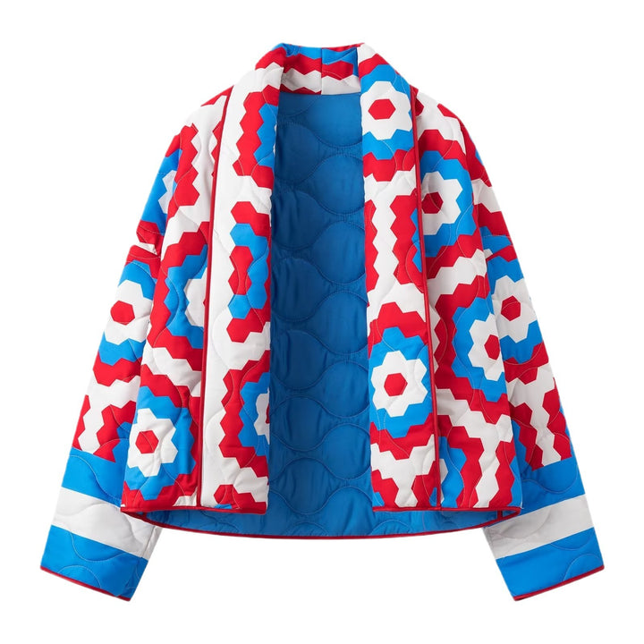 Women's Quilted Jacket in Patchwork Design with Boxy Oversized Silhouette Mune Fashion