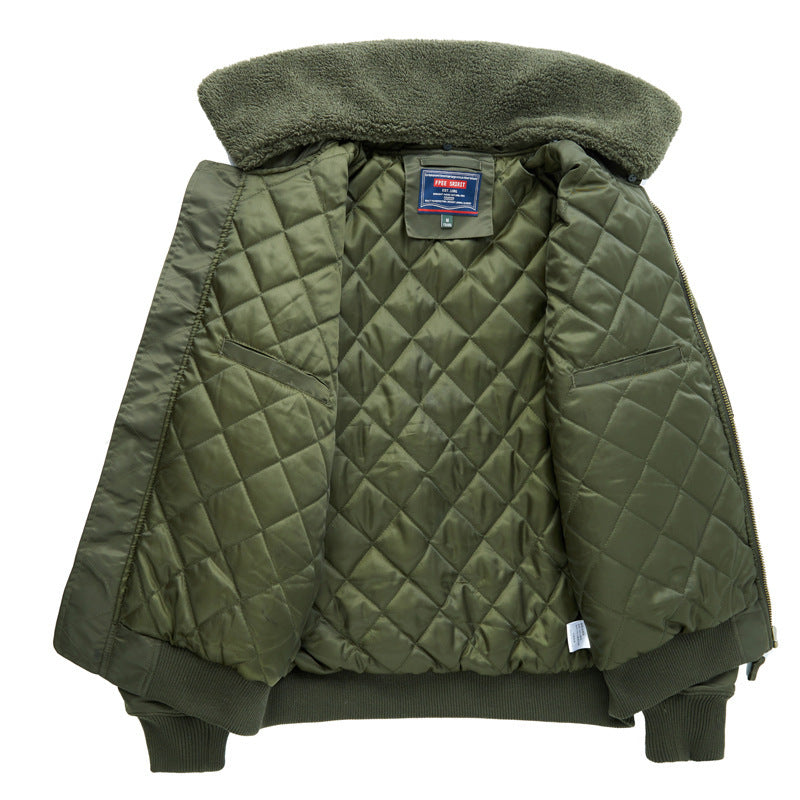 Men's Pilot Jacket with Teddy Collar and Multifunctional Pockets Mune Fashion