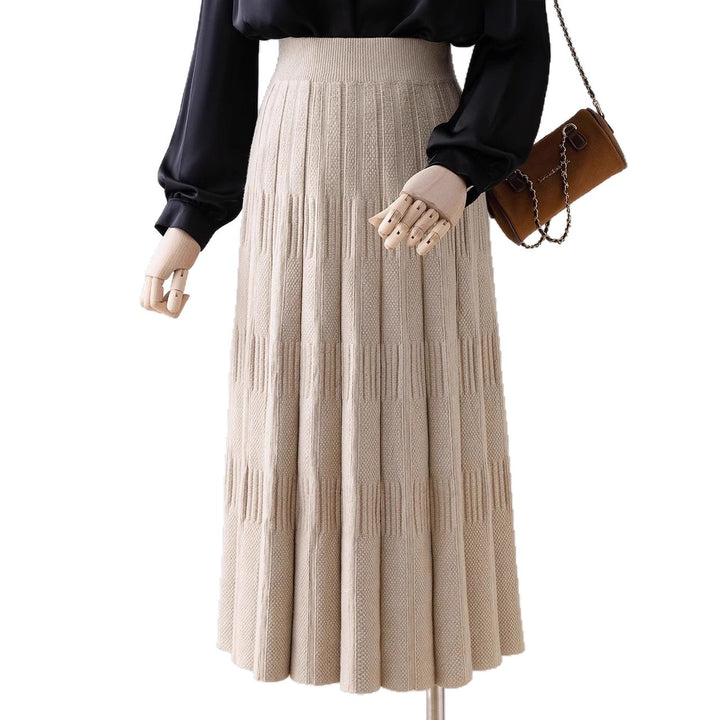 Ladies Elegant Pleated Midi Skirt with High Waist Mune Fashion