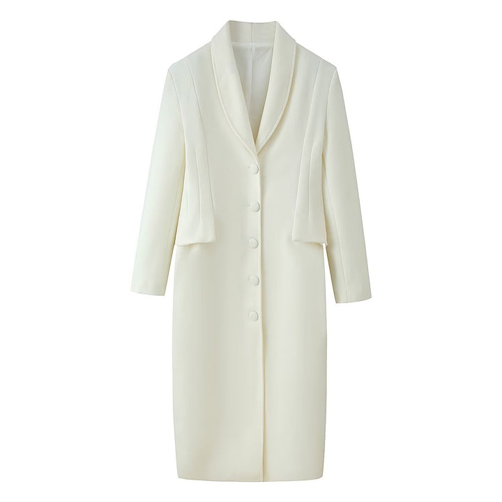 Women's Tailored Longline Wool Blend Coat with Shawl Collar and Concealed Button Placket Mune Fashion
