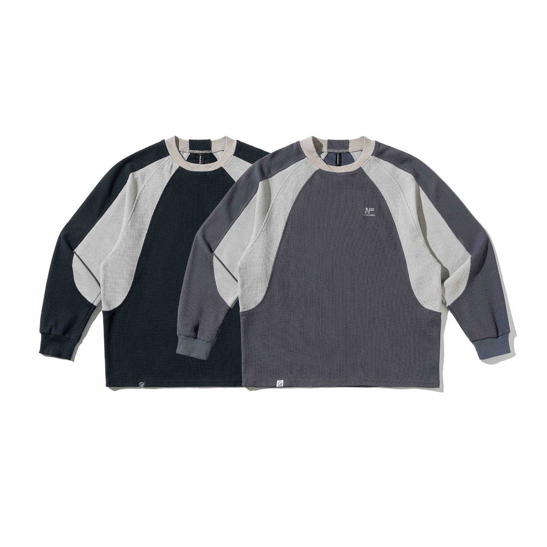 Men's waffle texture sweatshirt with raglan sleeves and contrasting inserts Mune Fashion