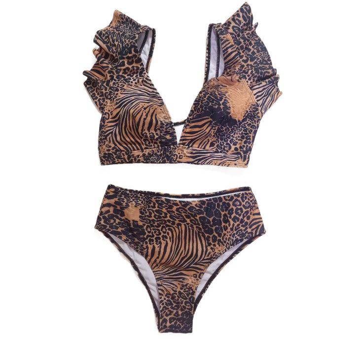 Women Bikini Set with playful ruffles and floral patterns Mune Fashion