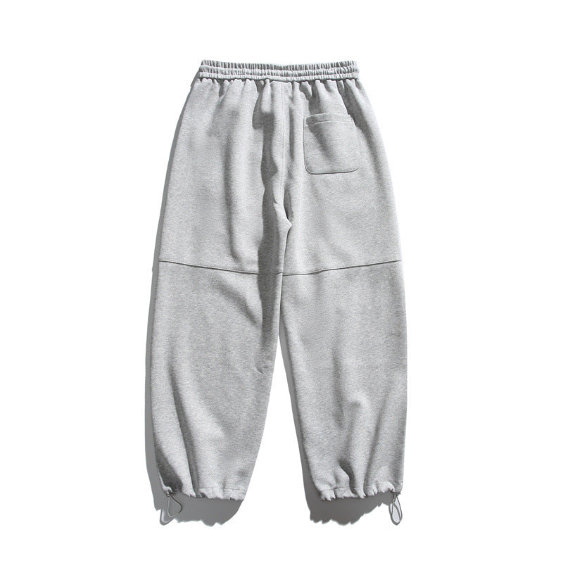 Unisex Loose Cargo Jogging Pants with Drawstring, Knee Panels and Adjustable Hem