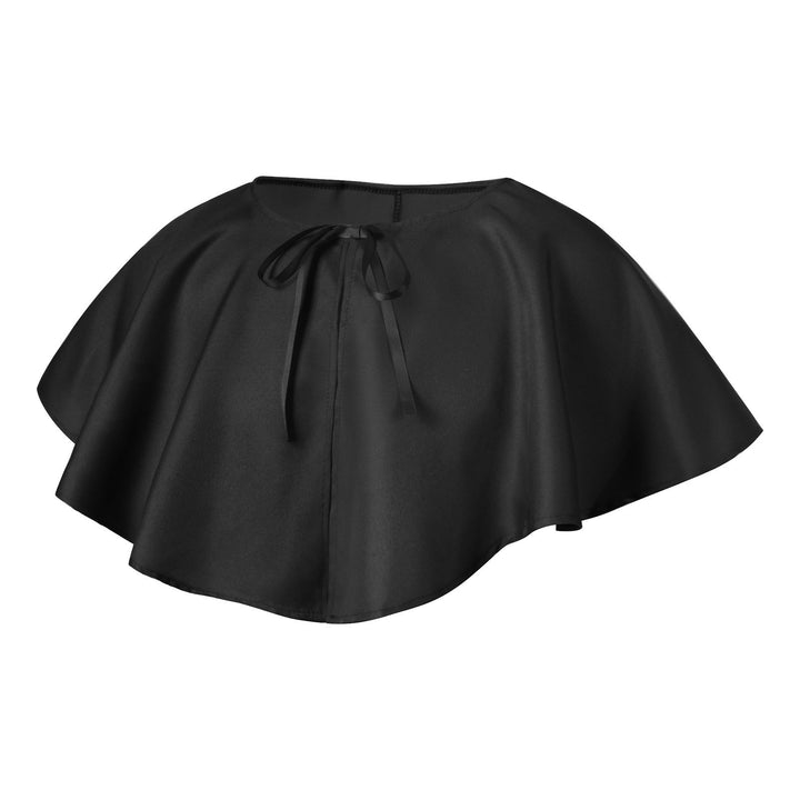 Unisex multi-layered hooded cloak with wide drape and satin ribbon closure Mune Fashion