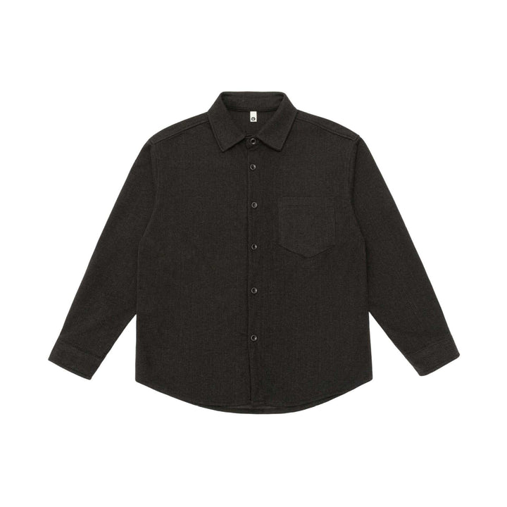 Men's shirt jacket made of wool blend with pointed collar and chest patch pocket Mune Fashion