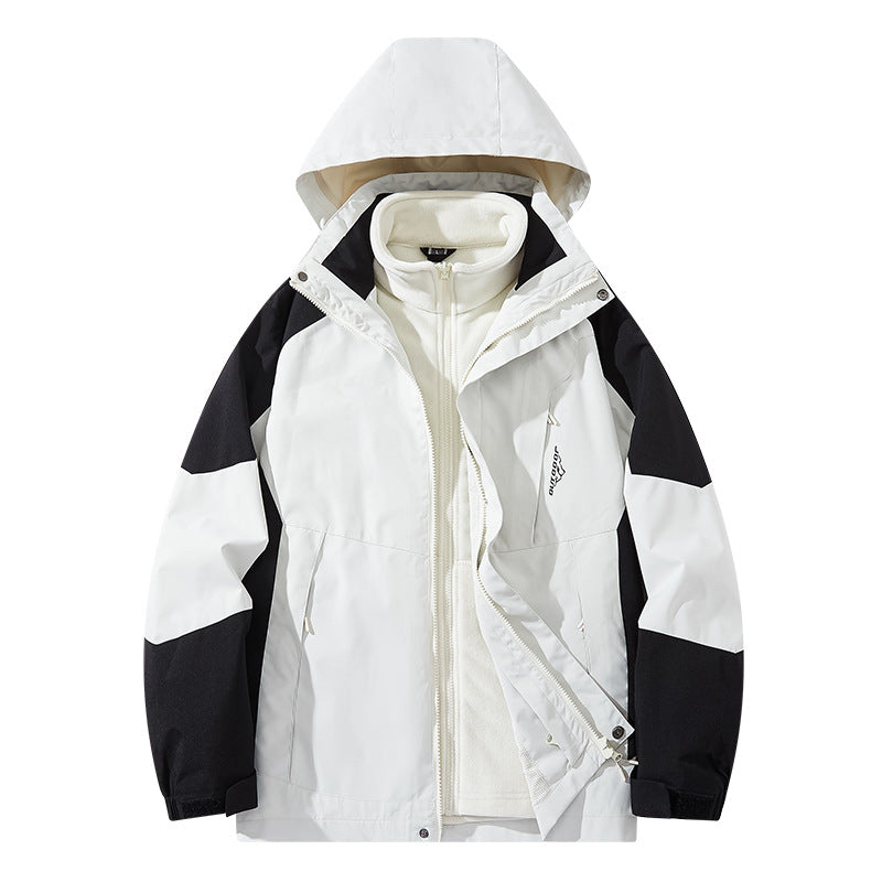 Men's water-repellent two-layer trekking jacket with removable fleece inner jacket and hood Mune Fashion