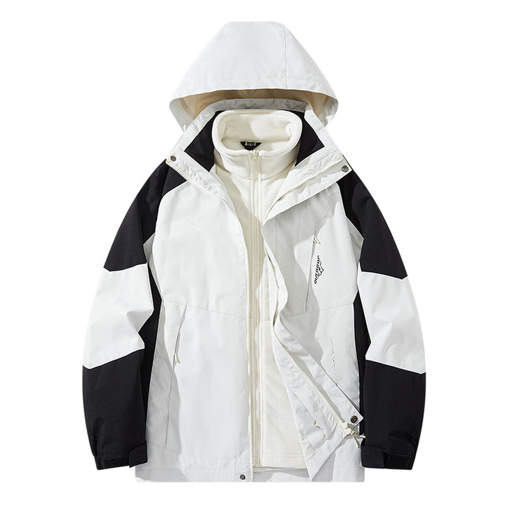 Men's water-repellent two-layer trekking jacket with removable fleece inner jacket and hood Mune Fashion