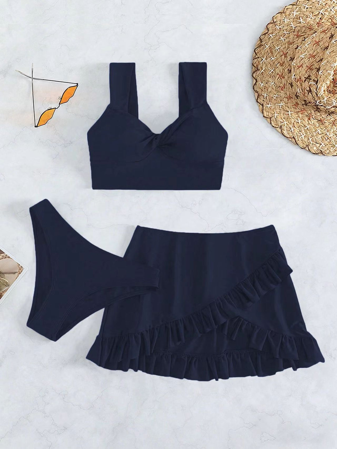 Women's leisure bikini set with wrap skirt and supportive straps Mune Fashion