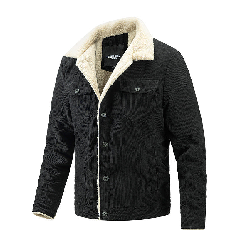 Men's cord jacket in trucker style with Sherpa lining and patch pockets Mune Fashion