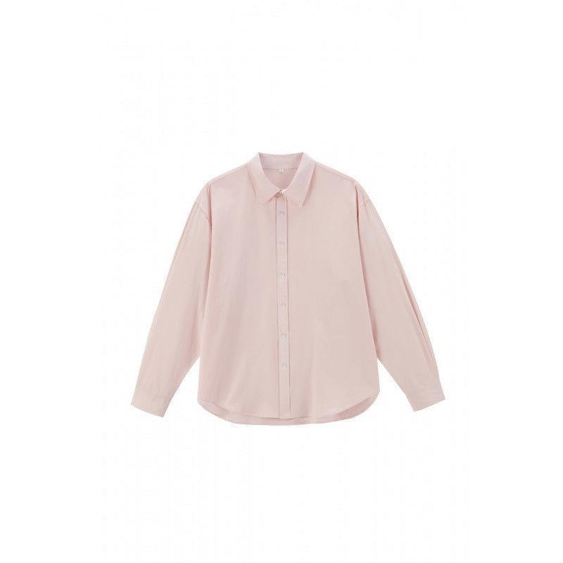 Women's Loose Oversized Blouse Shirt with Kent Collar, Full Button Placket and Rounded Hem Mune Fashion