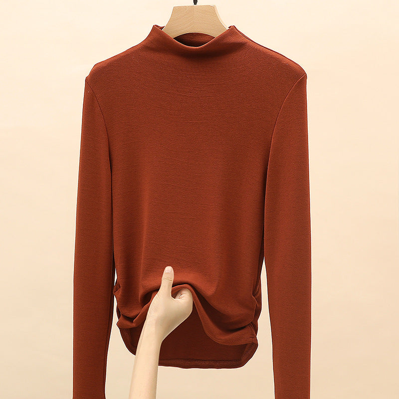 Women's Elegant Long Sleeve Top with High Collar Mune Fashion 1787620449
