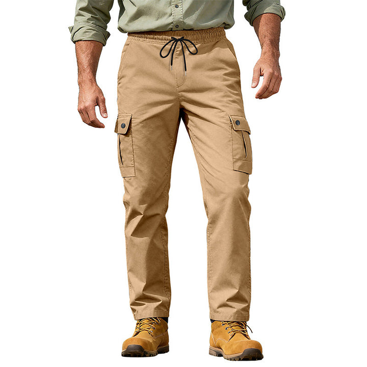 Men's Utility Cargo Pants with Elastic Waistband, Adjustable Drawstring and Multiple Pockets Mune Fashion