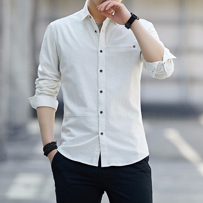 Men's casual cotton denim shirt with chest pocket, button placket, and straight fit Mune Fashion
