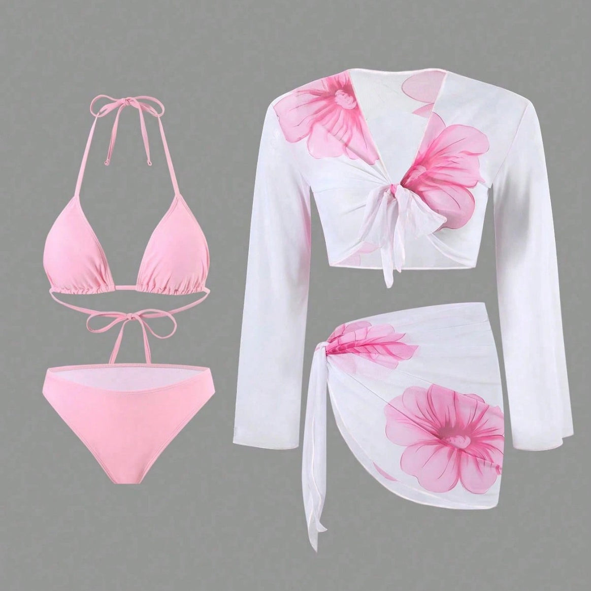 Women's bikini set with floral wrap top and high-cut bottoms Mune Fashion