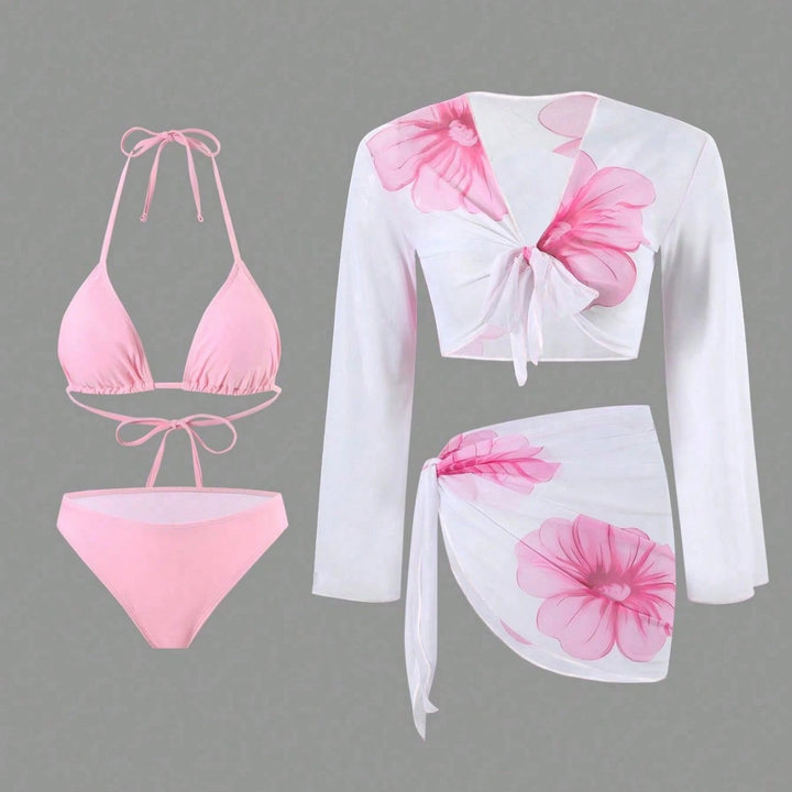 Women's bikini set with floral wrap top and high-cut bottoms Mune Fashion