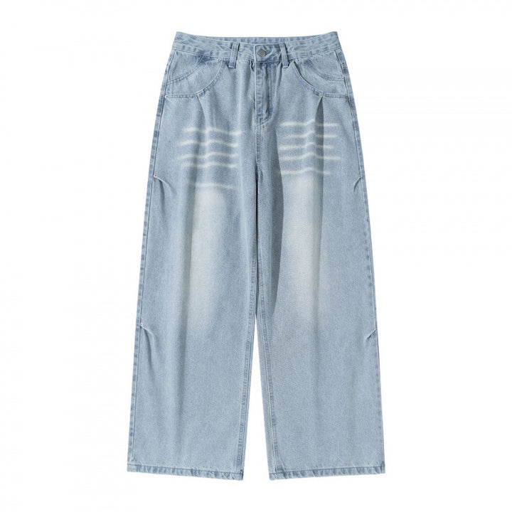 Women's Wide High-Waist Jeans in Vintage Denim with Used Effect Mune Fashion
