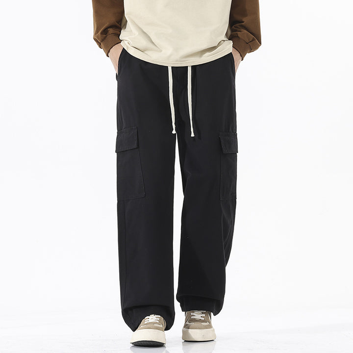 Men's Super Wide Utility Cargo Pants in Low Rise Baggy Cut with Drawstring Mune Fashion