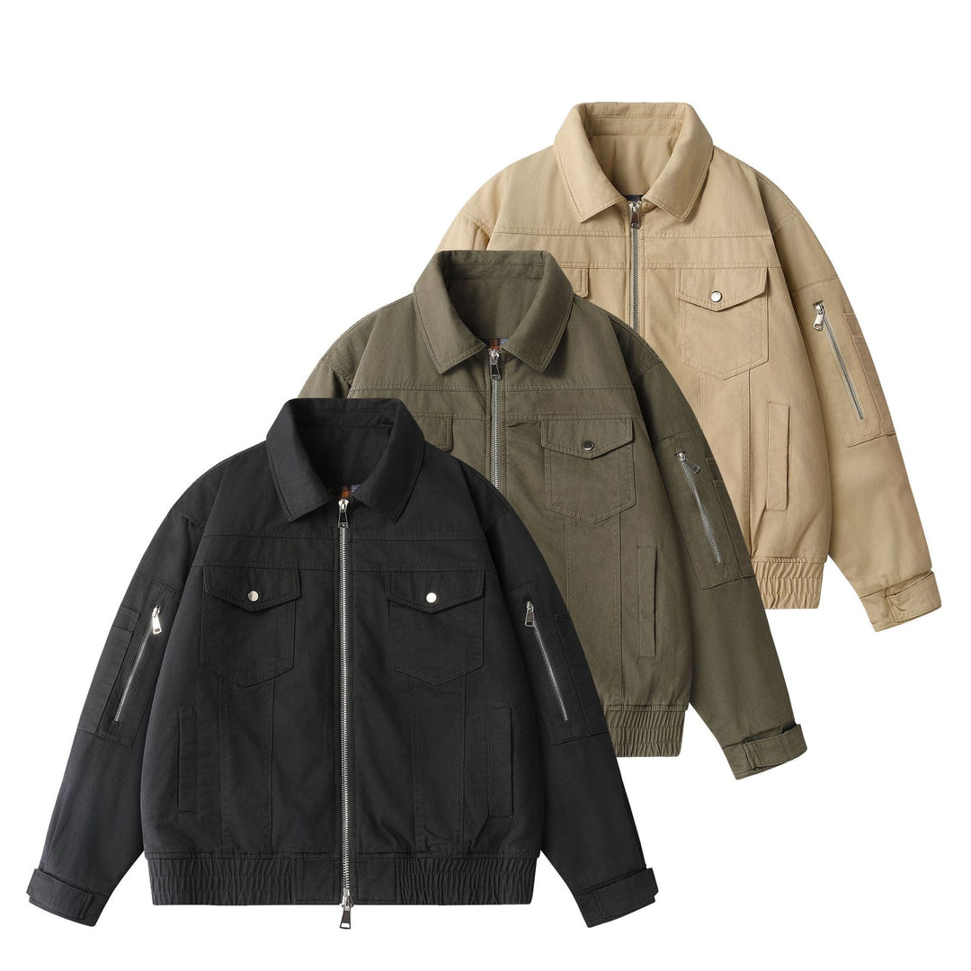 Unisex Urban Utility Blouson Jacket with Cargo Pockets and Two-Way Zipper Mune Fashion