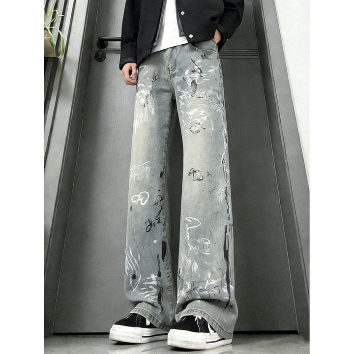 Men's Fashion Wide-Cut Jeans with Creative Design Mune Fashion
