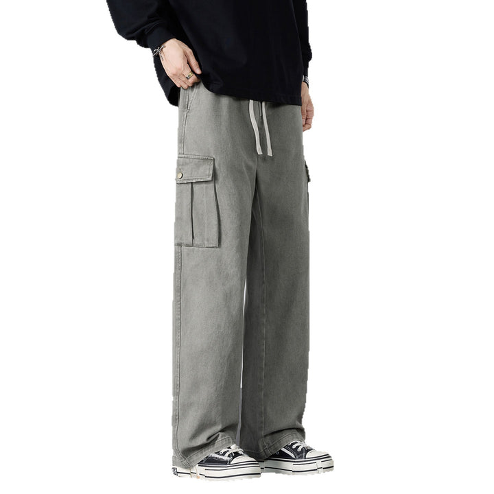Men's Loose Cargo Pants with Drawstring Waist and Multiple Pockets Mune Fashion