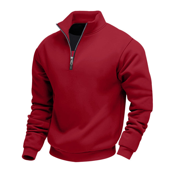 Men's classic half-zip sweater with stand-up collar, brushed fleece lining and elastic ribbed cuffs Mune Fashion